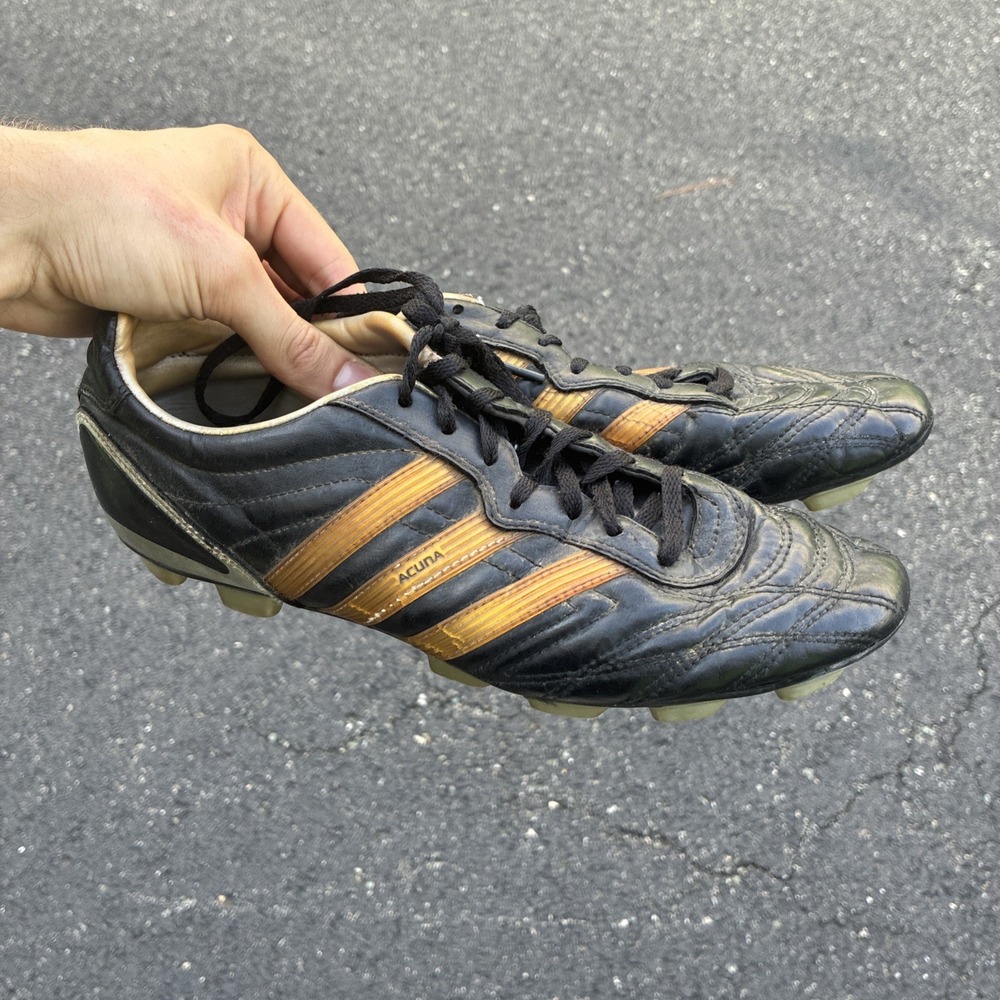 Adidas Acuna Black Leather Mens/Boys Soccer Cleats - Size 9 US - Fair!